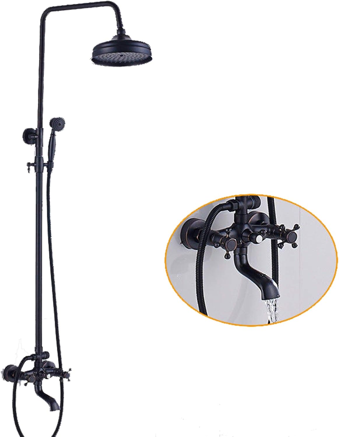 Saeuwtowy Colonne de Douche Style Rétro en Laiton Vieilli Ensemble de