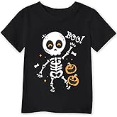 Toddler Boy Girl Halloween Shirts Pumpkin Short Sleeve Shirts Kids Skeleton Glow in Dark Tee Tops 2-7 Years
