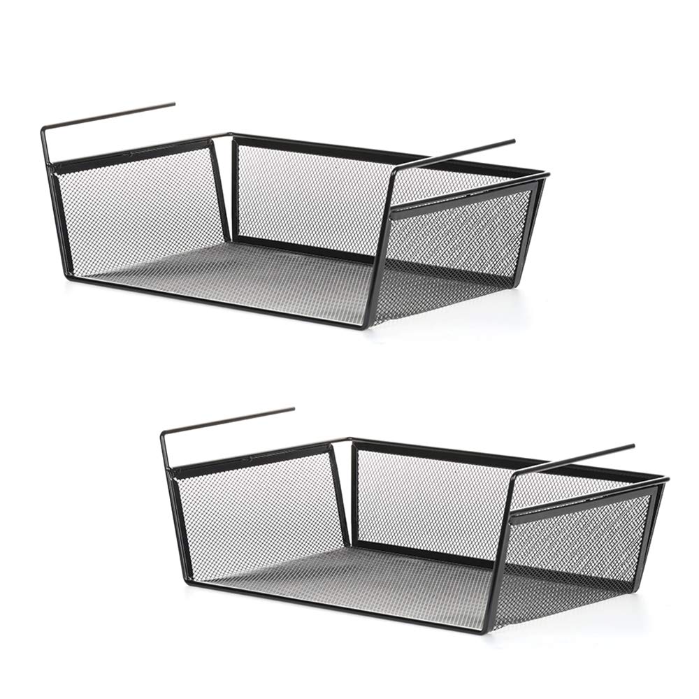 Under Shelf Basket 2 Pack Hanging Under Shelf Storage Organizer Black