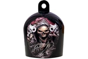 JUNERAIN Cowbell Horn Cover,Harley Custom Skull Cowbell Horn Cover,Terrible Motorcycle Cowbell Horn Cover Decoration,Motorcycle Accessories,Harley Custom Made Biker Gifts. (Color : Double guns)