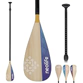 LINGVUM SUP Paddleboard Paddle, Adjustable Stand-Up Paddle Board Paddle | Fiberglass Shaft and Enhanced PP Blade, 66-82" (170-210 cm), Wooden Pattern Decal
