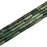 Natural Green Africa Jade Tube Cylinder 4x13mm 28pcs Stone Semi Precious Gemstone Loose Beads 15 inch