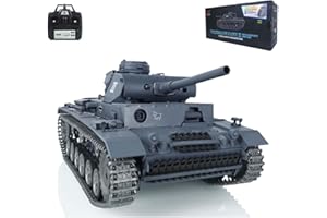 wheelfun Heng Long RC Tank 1/16 7.0 Customized Panzer Iii L RTR RC Tank 3848 Metal Tracks Wheels 360°Turret Rotation BB Shooting Airsoft Tank BB Pellets Idle Smoking Generator Tank Model