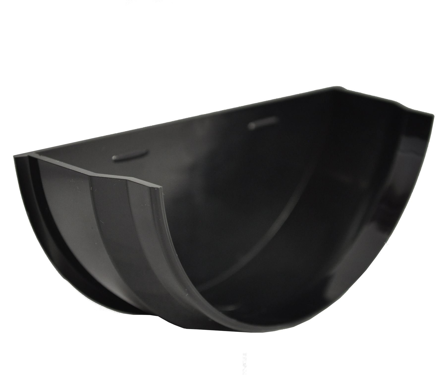 Half Round Guttering Internal Stop End - Black - Pack of 2