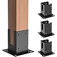 Wilkblck 4×4" Post Base 4PCS Deck Post Brackets,Heavy Duty Powder-Coated Steel Post Bracket Fit for Outdoor Pavilion, Deck Railing,Support Deck Base Plate,Pergola