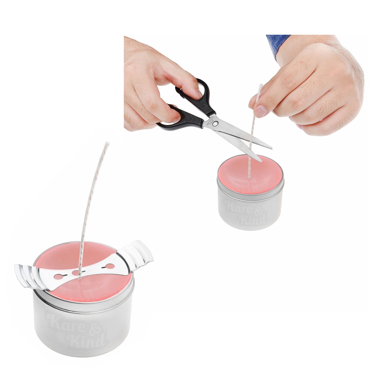 Candle Wick Bundle 50 Candle Wicks, 50 Stickers and 3 Wick Holders