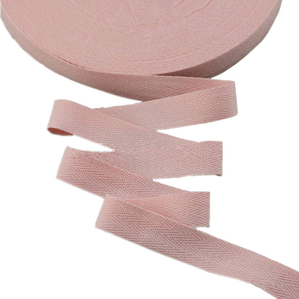 45meters Cotton Ribbon Herringbone Webbing Trim Fabric Tape Tapestry for Bias Binding Gift Wrapping Embellishment Craft Width 20mm (Baby Pink)