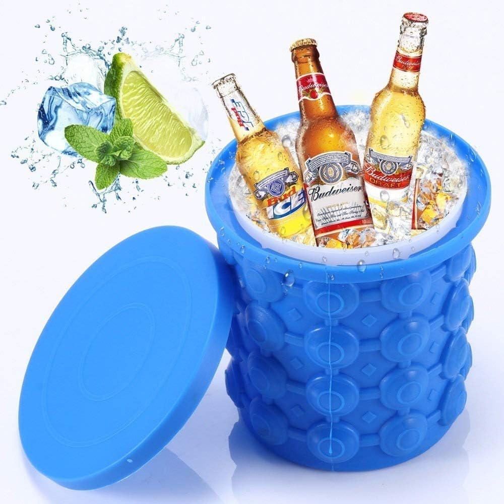 Bridge2Shopping Silicone Ice Cube Maker, Ice Cube Bucket, 5 Inch', Blue Color