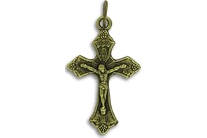 Gifts Catholic, Inc. LOT of 5 - Leaf Sunburst Crucifix - 1 1/4" Bronze Bronze Metal Rosary Crucifix Cross Pendant Medal
