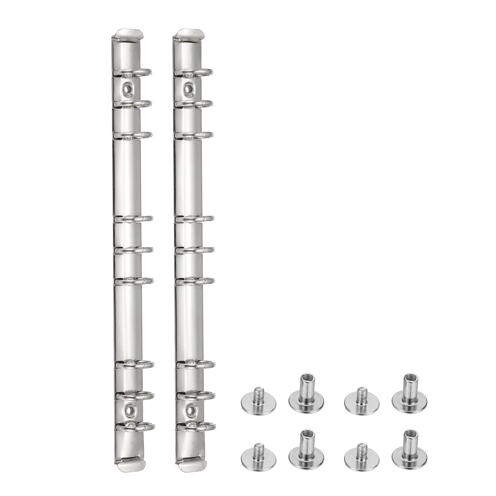 PATIKIL B5 9-Hole Ring Binder Mechanisms, 2 Set Binder Spines Replacement for Binder Planners, 2cm, Silver Tone