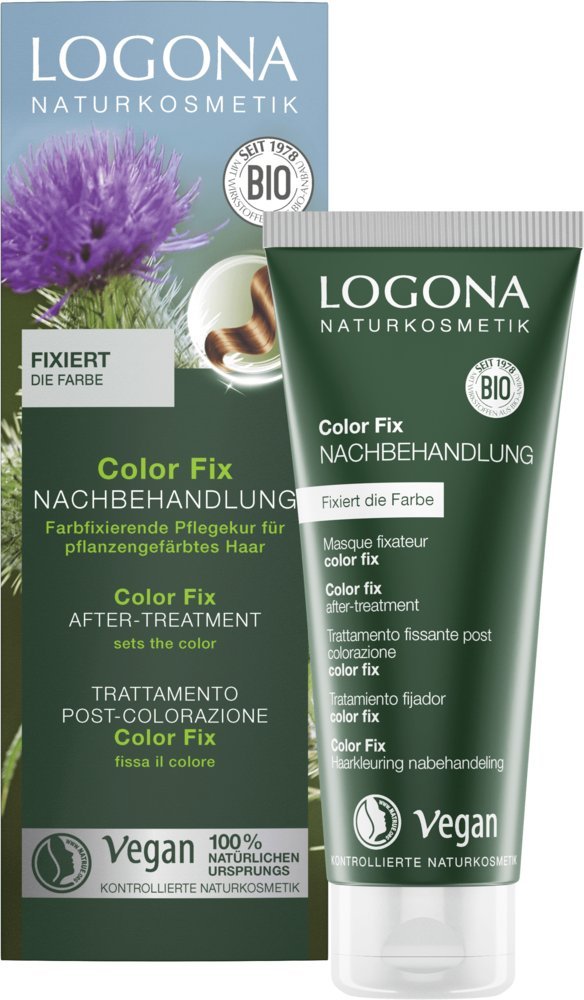LOGONA Naturkosmetik Color Fix aftertreatment for herbal hair colors, fixes the color, hair treatment, vegan, pack of 2 (2 x 100 ml), cream