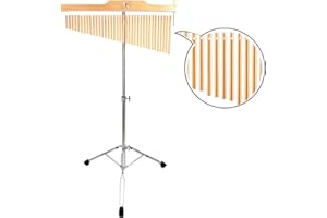 TNZMART 25 Tone 36 Tone Bar Chimes Single-row Wind Chimes with Adjustiable Height Tripod Stand Percussion Instrument Bell (36 note gold)