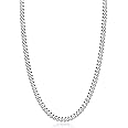 Eterjew Italian Solid 14k Gold Over 925 Sterling Silver Chain Necklace for Men Women, 3.5mm, 4mm, 5mm Mens Necklace Chain, World's Top Craftsmanship Cuban Link Chain, Mens Chain 16 18 20 22 24 26 Inch