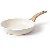CAROTE Non Stick Frying Pan Skillet, Omelet Pan, Healthy Non Toxic Granite Chef Pan, Induction Compatible Egg Frying Pan with Heat-Resistant Handle, PFOA-Free, Cream White, 12"
