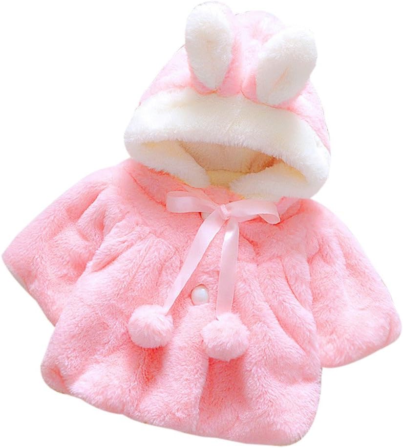 Brydon Baby Infant Girls Autumn Winter Hooded Coat Cloak Jacket Thick Warm Pink Clothes
