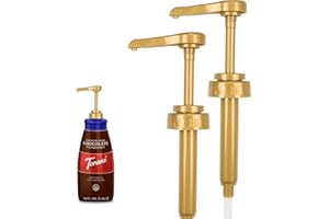 GALINA'S BEAUTY Sauce Pump Fit for Torani 64 Ounce Bottles, Syrup Pump Dispenser for Chocolate Caramel Sauces (2 Packs Gold Color)