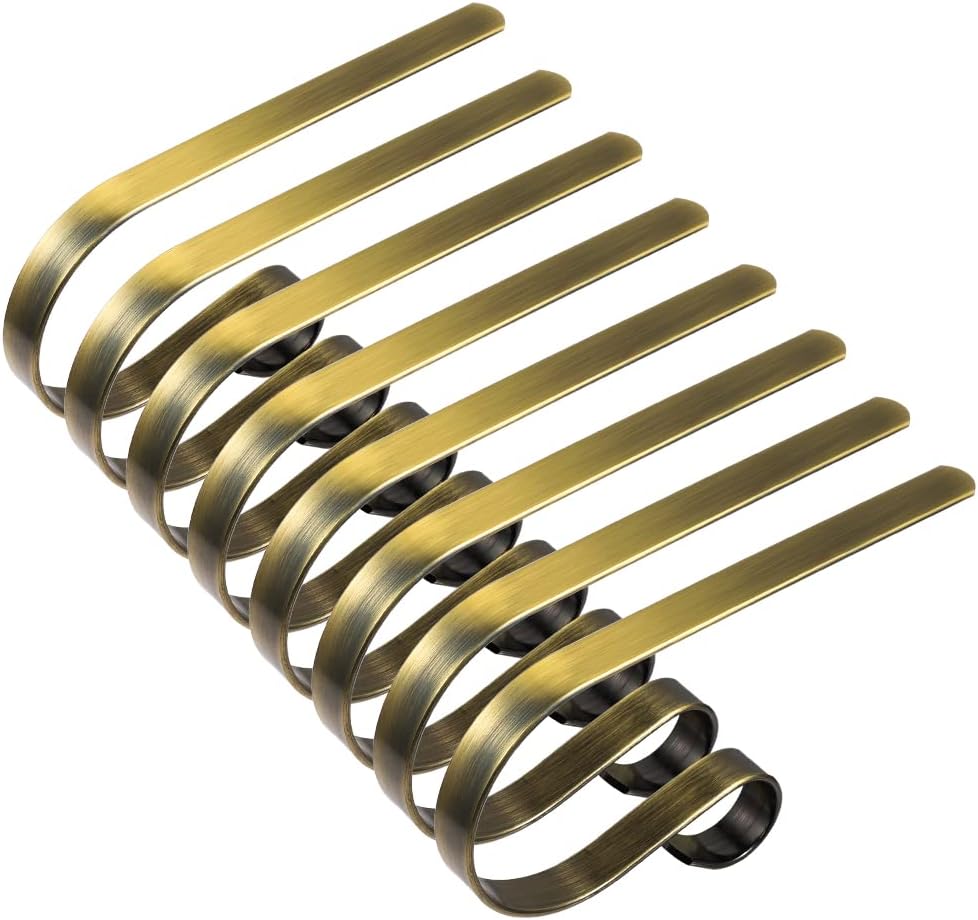 Ornament Hooks - LucyPhy 8 Pack Bronze Christmas Stocking Hanger Holder Clips Hooks for Mantle Fireplace Christmas New Year Party Decorations