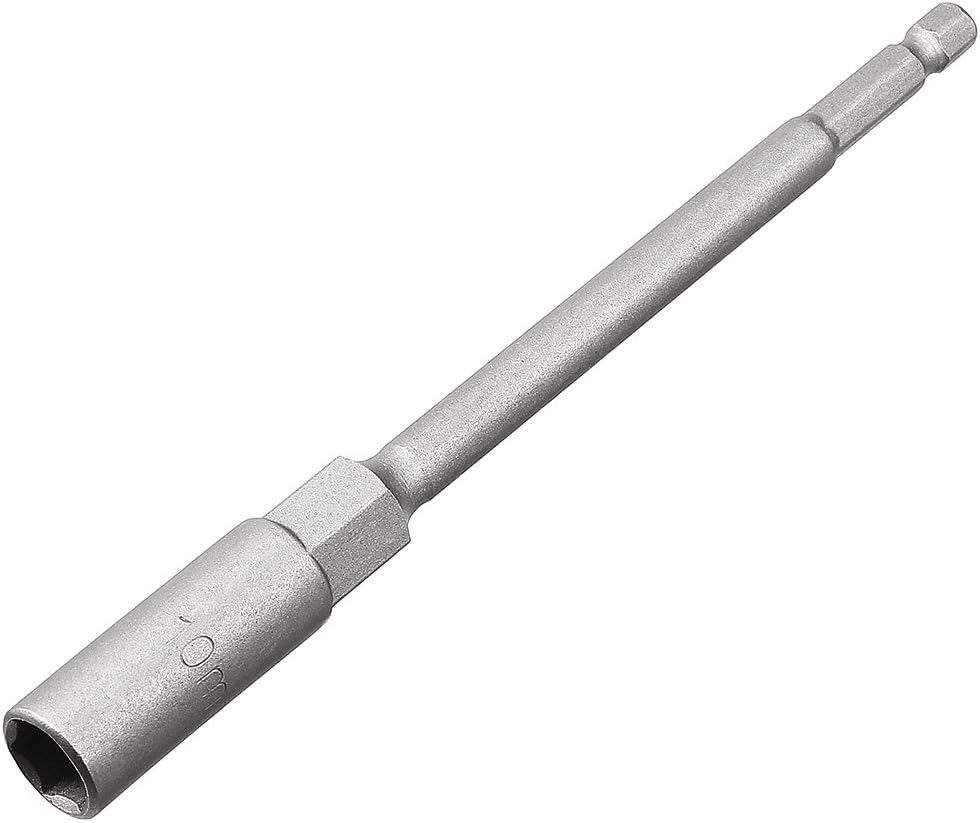 Sourcingmap 1/4" Quick-Change Hex Shank 10mm Nut Setter Driver Drill Bit, 150mm Length, Metric No-Magnetic