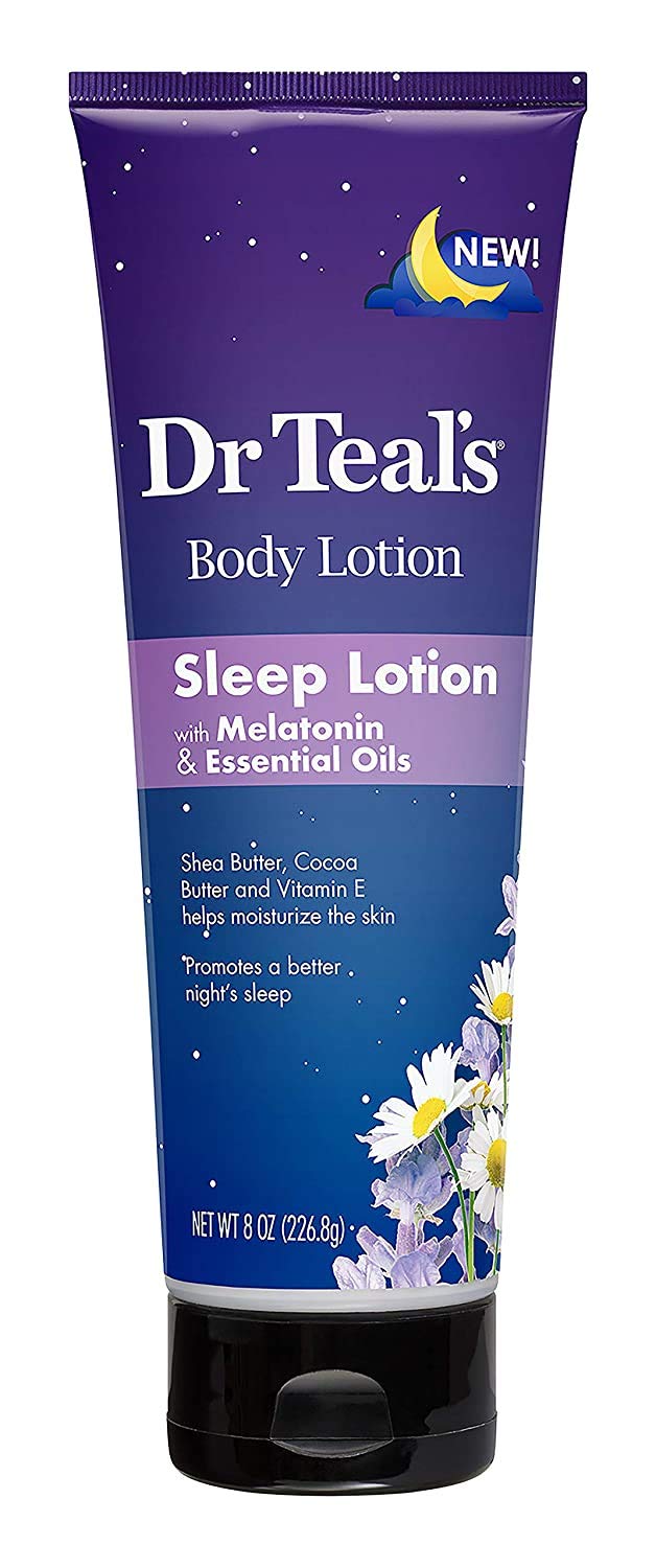 Dr. Teal's Night Time Therapy Melatonin Body Lotion 8 Ounces Pure Epsom Salt Lotion for Skin Care Sleeping and Muscle Relief