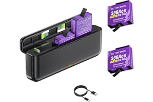 2 Pack Ace Pro 2 Battery with Charger Kit, 2400mAh Batteries Replacement with 3-Channel LED Battery Charger Hub for Insta360 