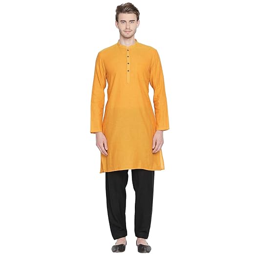 Men's Cotton Kurta (110049647_Mustard_X-Large)