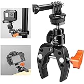 K&F CONCEPT Camera Clamp Mount with 360° Ballhead, Clamp Mount with Adapter 1/4"-20 Screw for DSLRs, Action Camera, Monitor, Light, Microphone