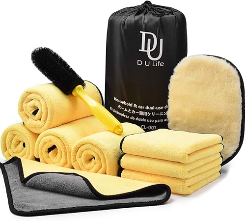 Amazon 洗車セット 10点 洗車タオル 8枚 ムートングローブ 1点 タイヤブラシ 1点 収納バッグ付き 吸水 速乾 ワックスクロス 60cm 30cm 30cm 30cm 洗車用品セット 車 バイク