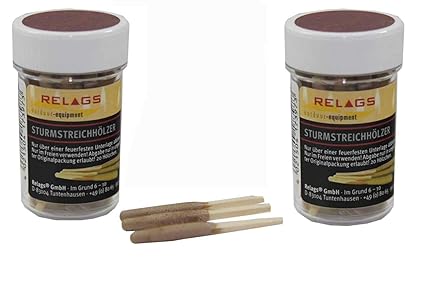 Relags Sturmstreichhölzer Sturm- & wasserfest 2 Dosen mit 40 Zündhölzern