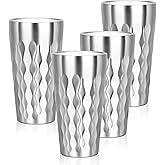 Offiper Stainless Steel Drinking Glasses, 19 oz Insulated Tumbler, 4 Pack Double Wall Unbreakable Stackable Water Tumblers Premium Insulated Metal Cup for Travel Camping Home Outdoor Gifts