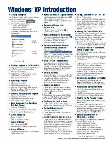 Microsoft Windows XP Introduction Quick Reference Guide (Cheat Sheet of Instructions, Tips & Shortcu by Beezix Inc.