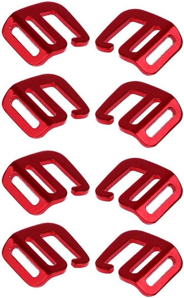 Myriad Choices 8 Pcs 1'' G Hook Webbing Buckle Backpack Strap Fasten Belt Clip Durable Hardware Red