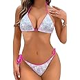 EHSUYAB Pool Party Glitter Bikini, Neon Strap, Padded 2Pc Swimsuit Boudoir Shoot