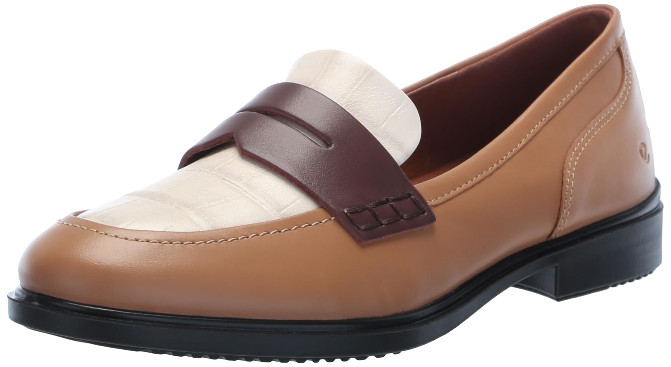ECCO Women’s Dress Classic 15 Penny Loafer, Cashmere/Limestone/Chocolate, 4-4.5