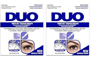 DUO Quick-Set Strong Hold Eyelash Lash Glue - White/Clear, Latex-Free, Waterproof, Fast Drying Strip Lash Adhesive 0.18 oz, 2 Pack