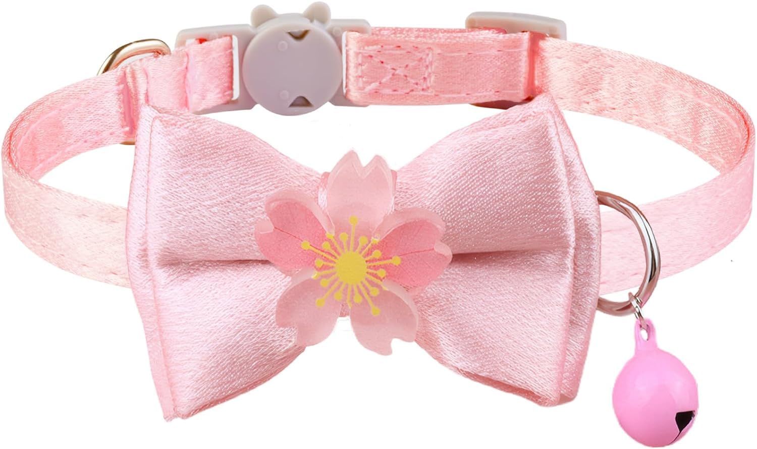 Cute Kitten Collars for Girl Cat Collar Breakaway Pink Bow Cat Collar Girl Cat Accessories Bowtie Kitty Collar with Flower (Color C) — image 1