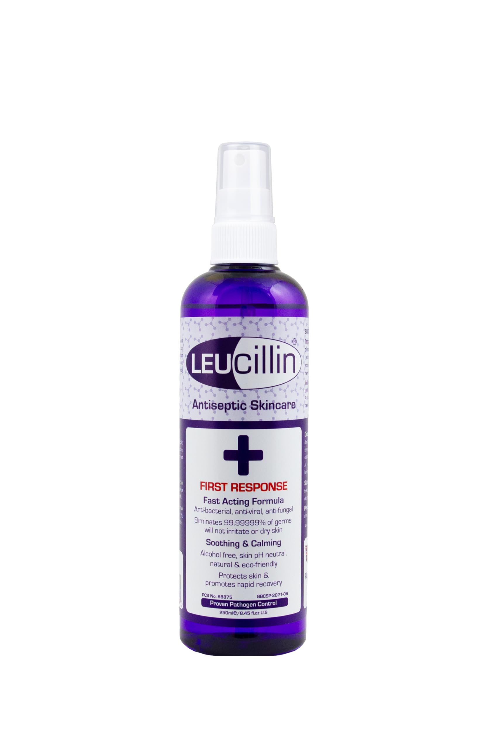 Leucillin First Response Hypochlorous Acid Spray 250ml – Antibacterial Antiseptic Spray Hand Sanitiser Alcohol Free First Aid & Family Sanitiser (250ml)