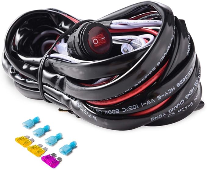 Mictuning Mic B1002 Led Light Bar Wiring Harness Fuse 40a Relay On Off Waterproof Switch