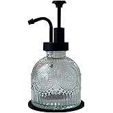 Birugen Vintage Soap Dispenser for Bathroom,Glass Kitchen Soap Dispenser with Pump,Farmhouse Antique,Cute Small Rustic Decor (White)