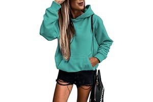SHEWIN Women's Casual Hoodies Long Sleeve Solid Lightweight Pullover Tops Loose Sweatshirt with Pocket