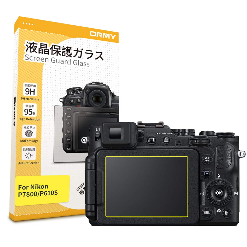 ORMY Screen Protector for Nikon P7800 P7700 P610S P610 P600 Camera, Ultra-Thin 0.3mm 9H Hardness Tempered Glass Screen Guard Full Coverage,Edge to Edge,High Definition,Anti-scratch,Ultra-Clear Cover