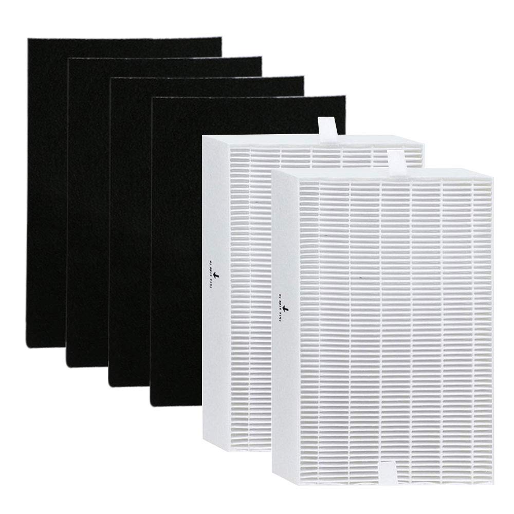 SaferCCTV HPA100 HEPA Premium Replacement Filters - 2 HEPA + 4 Precut Activated Carbon Filters, Compatible with Honeywell Air Purifier HRF-R1/R2/R3