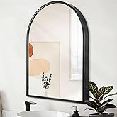 HLFMVWE Black Arched Wall Mirror Aluminum Alloy Frame Bathroom Mirror Brushed Metal Vanity Wall Mounted Mirror for LivingRoom Bedroom Entryway Room Home Decor 16"x12"