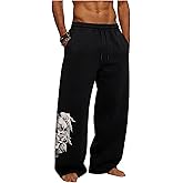 BRLETNNR Men's Graphic Baggy Sweatpants Men Gym Pants Stretchy Casual Athletic Joggers with Pockets for Workout Training