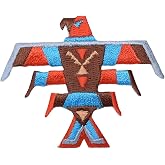 Turquoise Indian Bird Totem Pole Iron on Embroidered Patch