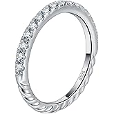 getlove Moissanite Wedding Band for Women 18K White Gold Plated 925 Sterling Silver D Color VVS1 Clarity Moissanite Half Eternity Band Stackable Ring Size 4-11