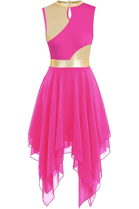 Women's Color Block Praise Dance Dress - Liturgical Worship Tunic With Irregular Hem