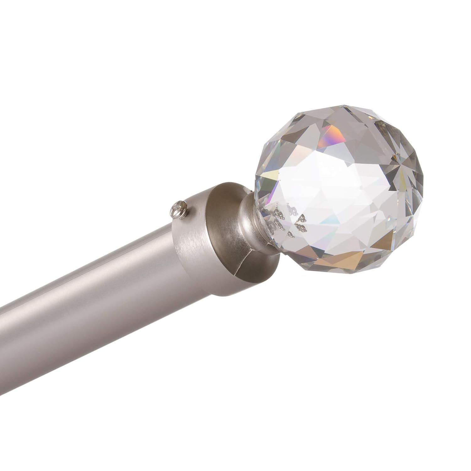 Okra Extendable Satin Nickel Curtain Pole Set 28mm Diameter With