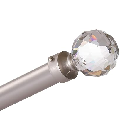 Okra Extendable Satin Nickel Curtain Pole Set 28mm Diameter With