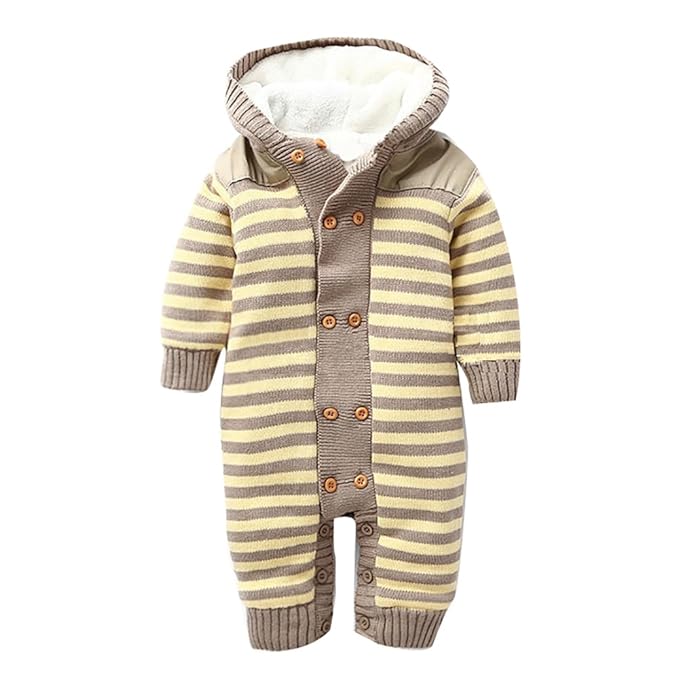 Free Fisher Baby Overall Strick getreift mit Kapuze