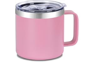 VEGOND 14 oz Insulated Coffee Mug with Handle, Stainless Steel Travel Coffee Mug with Lid, Double Wall Vacuum Metal Coffee Cu